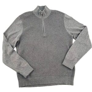 Michael Kors 100% Cotton Half-Zip Mock Neck Sweater Gray Men's Size Large
